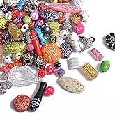 Vintage Acrylic Beads for Jewelry Making, 200+ Mixed Style Plastic Unique Beads, 7-30mm Size, 1/3 Lb Bulk Pack with Storage Box (Light Color Mixed)