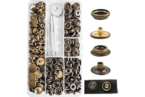 320PCS Stainless Steel Snaps, GTAAOY 15mm Snap Fasteners Kit, Heavy Duty Snap Button Press Stud Cap for Clothes Bag Leather Boat Canvas (80SET/Bronze)