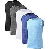 Star Vibe 5 Pack Boys Tank Tops Dry-Fit, Moisture Wicking Active Athletic Shirts Sleeveless Performance T-Shirts for Kids