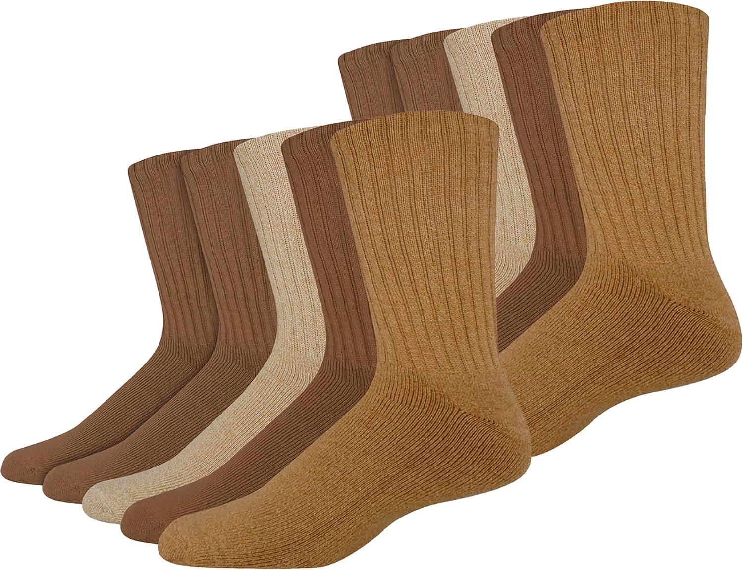 Dockers Men's 5 Pack Cushion Comfort Sport Crew Socks, Khaki (10 Pairs