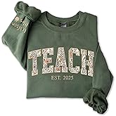 MY4LOVE Personalized Embroidery Applique Teacher Sweatshirt, Shirt for Women, Custom Teachers Gifts, Teacher Appreciation