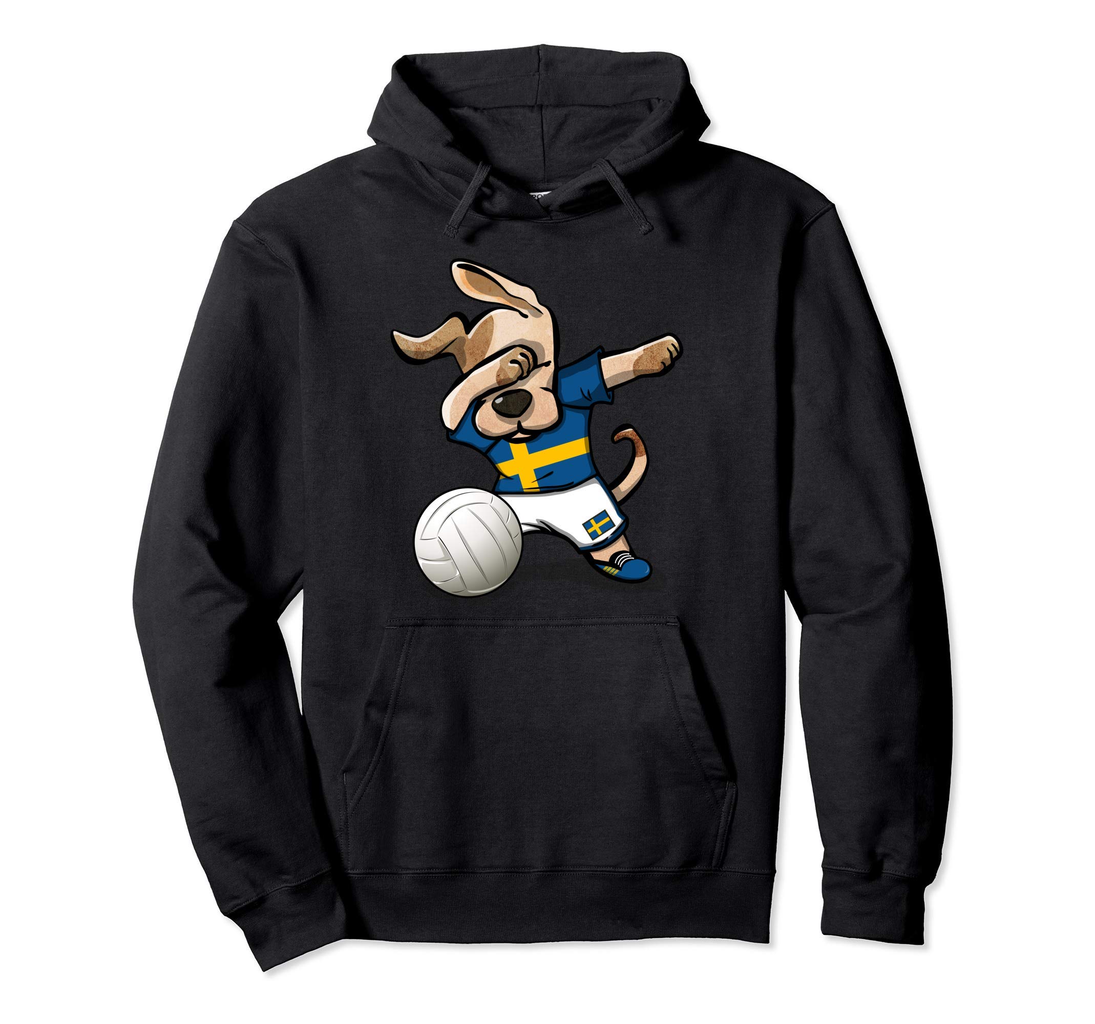 Cute Dabbing Dog Proud Sweden Volleyball Lovers Swedish Flag Pullover Hoodie
