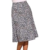 Allegra K Floral Skirt for Women's Elastic Waist A-Line Midi Skirts