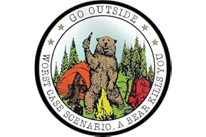 ARKWISDOM Go Outside Worst Case Scenario A Bear Kills You Vinyl Decal Sticker - Car Truck Van SUV Window Wall Cup Laptop 5.5-Inch