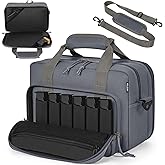 WELIDAY Tactical Gun Range Bag, Pistol Carrying Bag for 2 Handguns and Ammo, Firearm Shooting Case with 6 Magazine Slots and Lockable Zipper for Shooting Range & Outdoor Hunting