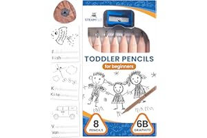 Kids Pencils for Beginners, Toddlers and Preschoolers with Jumbo Triangle Shape, Soft 6B Graphite, Fat Pencils With Easy Grip