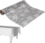VALICLUD Silver Christmas Table Runner 275x28CM Snowflake Design view 1