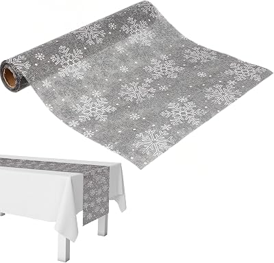 VALICLUD Silver Christmas Table Runner 275x28CM Snowflake Design