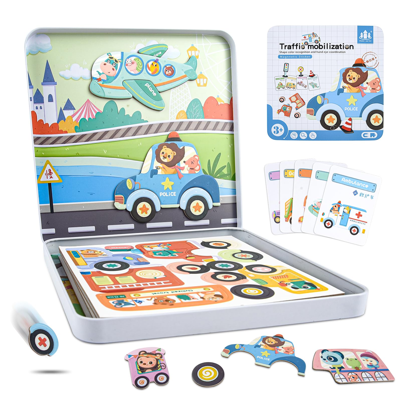 ASTARON Magnetic Puzzles for Toddlers – 40 Pieces, 2 Scenes, Portable Travel Toy, Educational Gift for Kids