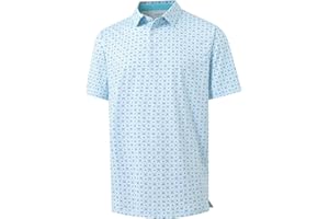 YAMXDM Golf Polo Shirts for Men - Print Moisture Wicking Quick Dry Short Sleeve Collared Polo Shirts for Golf Tennis Wear
