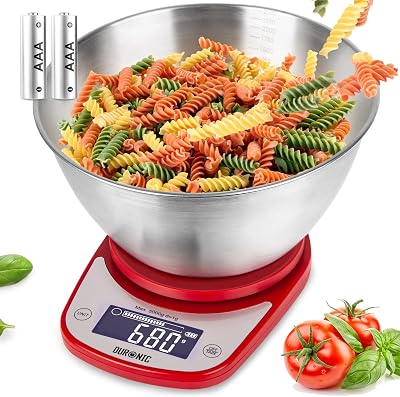 Duronic KS5000RD/SS Digital Kitchen Scales with 3L Stainless Bowl