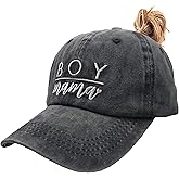 Waldeal Women's Embroidered Baseball Cap Boy Mama Mom Vintage Distressed Dad Hat - Ponytail