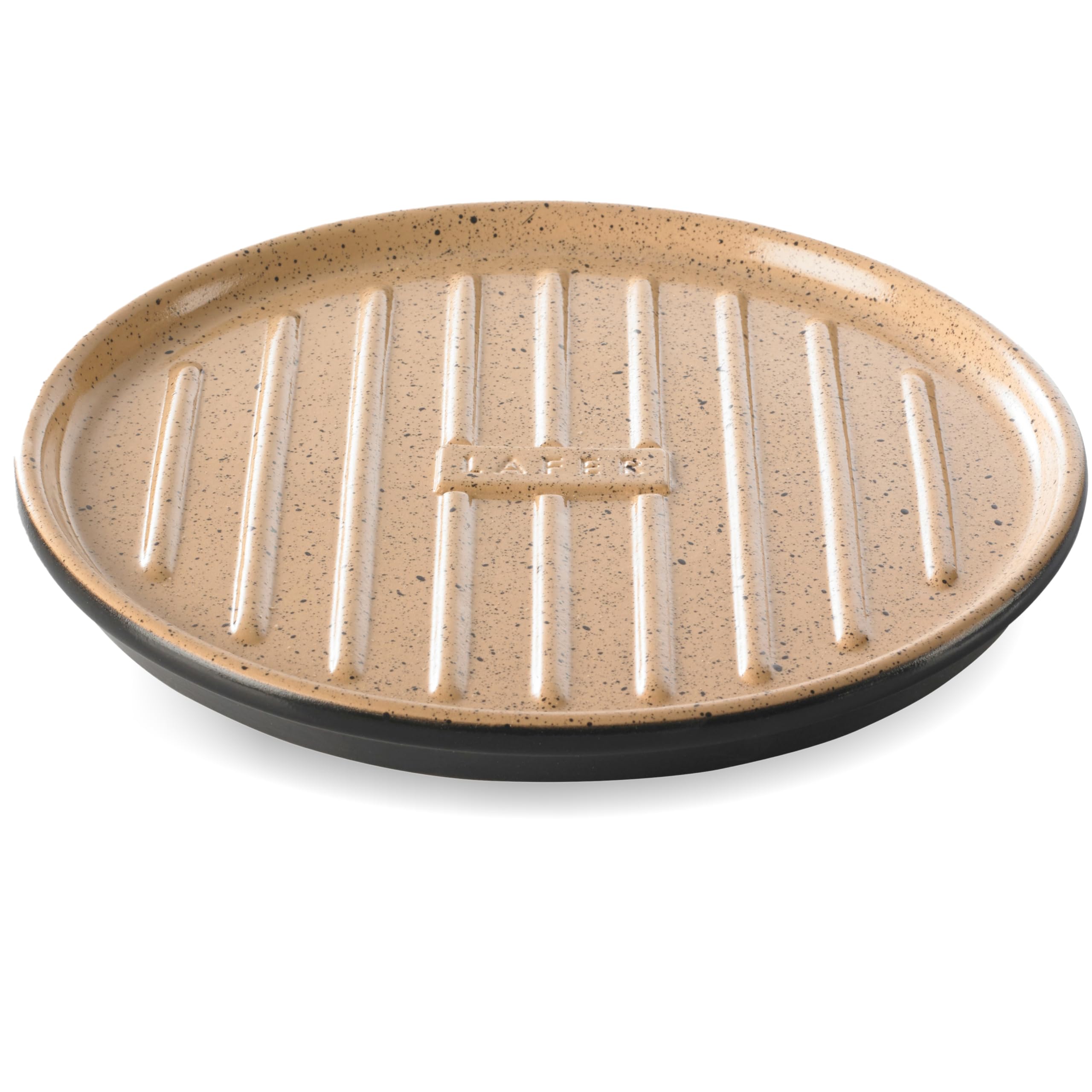 Römertopf BBQ Plancha Round with Grill Bars Made of Natural Clay Diameter 31.5 cm