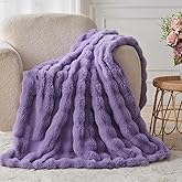 Lotus Karen Faux Fur Throw Blanket Purple - Big Bubble Rabbit Fluff Blanket for Couch Bed Sofa,Softest Fluffy Fuzzy Cozy Blanket,Thick Furry Plush Shaggy Warm Blankets for Women,50x60 Inches