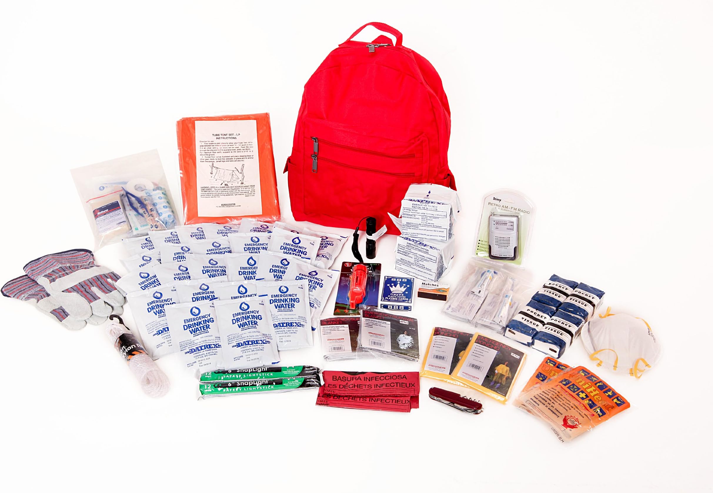 2 Person Deluxe Survival Kit Ideal for Earthquake, Evacuation, Emergency Disaster Preparedness 72 Hour Kits for Home, Work or Auto: 2 Person