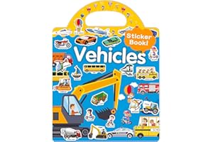 Benresive Reusable Sticker Book for Toddlers 2-4 Years, Fun Travel Stickers for Kids, Waterproof Sticker Books for Toddlers 1-3, Crafts Activities for Toddler 1-3 2-4 3-5 - Vehicle