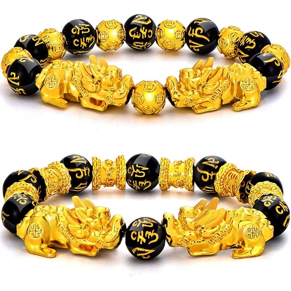 Chiorgone Feng Shui Pixiu Bracelet - Gold Plated Copper Wealth & Protection Bracelet For Men, Adjustable Elastic - View #11