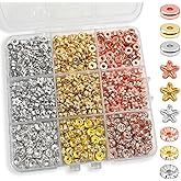 6mm Silver and Gold Flat Round Spacer Beads,Gold Beads for Bracelets Making,Heishi Polymer Flat Disc Spacer Bead for Jewelry Making,Clay Bead for Bracelets Clay Beads for Jewelry Making (Flower Type)