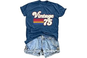 QAUN Vintage 1975 T Shirts for Women 50th Birthday Gift Shirts Retro Casual Short Sleeve Blouse Tops 1974