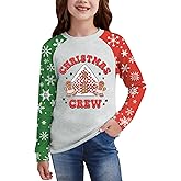 BesserBay Girl's Christmas Buffalo Plaid Raglan Top Funny Holiday Graphic Shirt 4-14 Years