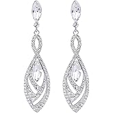 BriLove Women's Crystal Gorgeous Twisted Dual Chandelier Teardrop Fashion Pierced Dangle Earrings