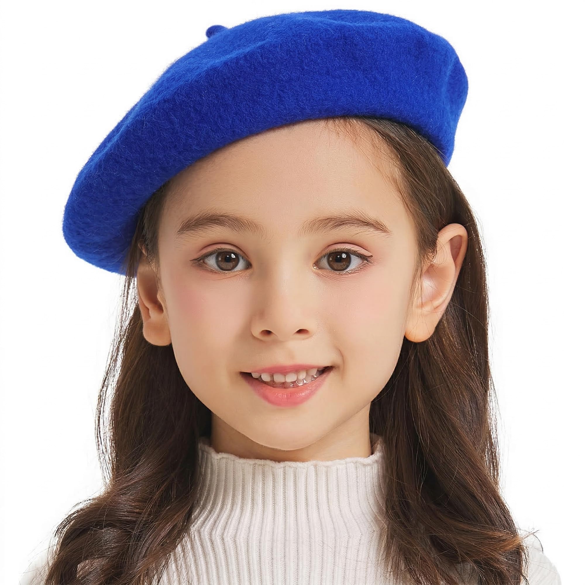 ZLYC Classic Wool Beret for Girls Boys Modern French Artist, Fancy Blue, One Size