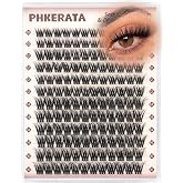 PHKERATA Fluffy Lash Clusters Wispy Eyelash Clusters D Curl | Cluster Eyelash Extensions, Light Volume Individual Lashes Cluster with Soft Thin Band, 10-16mm, 144Pcs