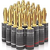 BlueRigger Banana Plugs 12 Pairs / 24 pcs (Closed Dual Screw) - 24 Pack Gold Plated Speaker Plugs Connector for Speaker Wire, Amplifier, Receiver, Banana Wall Plate, Home Theater