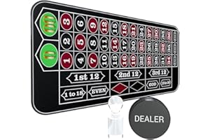 iEsstros Casino Roulette Mat 70" x 35" Rubber Roulette Table Mat Roulette Felt Mat with Storage Bag Win Marker Roulette Table Top Mat Casino Games for Adults-Black