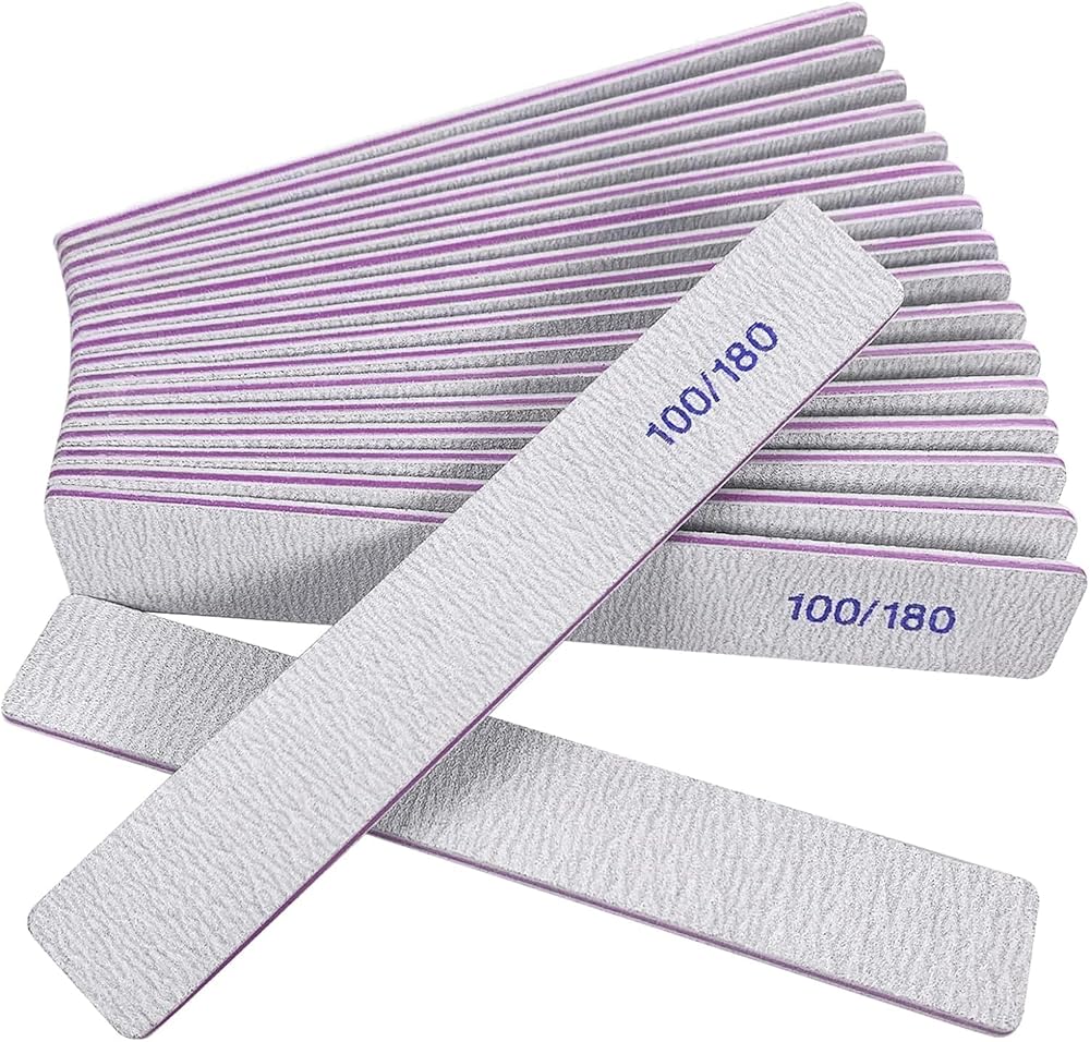 Nail Files (12 Pack), 100/180 Grit Emery Boards Nail File for Natural Nails and Acrylic Nails, Double Sided Emory Boards lima