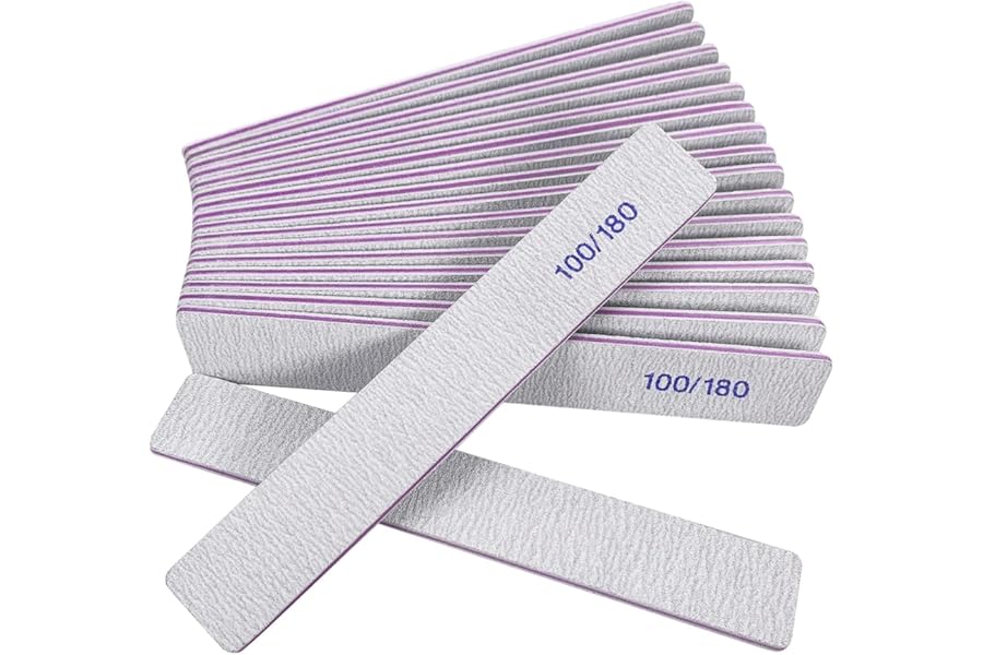 Nail Files (12 Pack), 100/180 Grit Emery Boards Nail File for Natural Nails and Acrylic Nails, Double Sided Emory Boards limas para unas acrilicas Profesional Fingernail Filer Reusable Manicure Gray