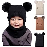 Sea Zaela Toddler Winter Hat Scarf Baby Beanie with Neck Warmer Boys Girls Warm Windproof Knit Hats 1-6 T