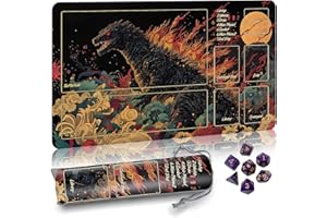 Partypda MTG Mat TCG DND Playmat with Storage Bag & 7 Dice | Waterproof Non-Slip Surface | Premium Edge-Locking Design | Play Mat with Zones for Magic Playmat Gaming Mat (Monster)