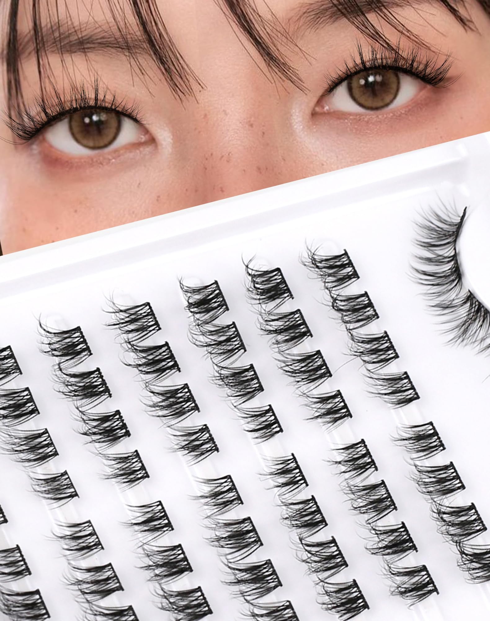Onlyall Pre-Mapped Cluster Lashes 64 Pcs - Ready-to-Apply Natural Style, 8-13mm Faux Mink Individual Eyelashes for Quick DIY — image 1