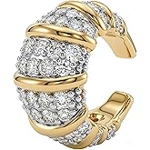 DREMMY STUDIOS Women Ear Cuff Non Piercing | 14K Gold Plated Cubic Zirconia Fake Earrings Wrap Clip on Cartilage Earring | Lightweight Hypoallergenic Jewelry SINGLE EAR CUFF