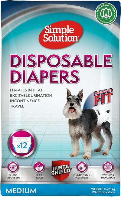 Simple Solution Disposable Dog Diapers for Female Dogs 12 Pack