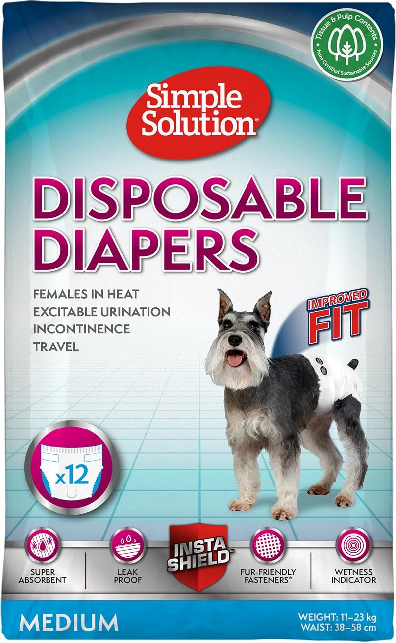 Simple Solution Disposable Dog Diapers for Female Dogs 12 Pack
