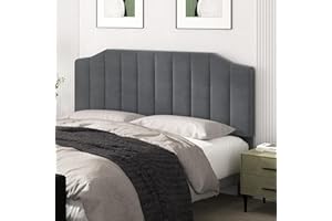 Befurtori Velvet Upholstered King/Cal King Headboard, Tufted Headboard for King/Cal King Size Bed, Featuring High-Density Sponge Padding Luxury Texture Easy Assembly Comfort and Style, Dark Gray