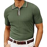 PJ PAUL JONES Mens Knitted Polo Shirts Short Sleeve Textured Pullover Golf Polo T Shirts