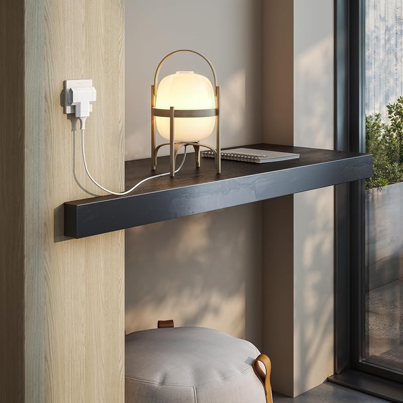 – Adaptador 3 tomadas extra planas laterais 10A (250V, 2500W), ficha MÚLTIPLA compacta para espaços REDUZIDOS, cor branca