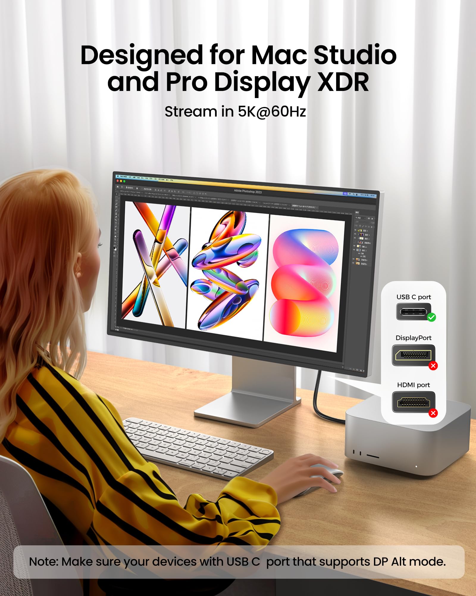 Silkland USB C Monitor Display Cable [4K@144Hz/60Hz 8K@30Hz], USB C 3.2 Gen 2x2 Video Cable, 20Gbps Data Transfer, 240W PD Fast Charge, Type C Compatible with iPhone 16, MacBook Pro, iPad, 3.3FT