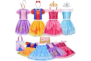Meland Princess Dress Up for Girls - Dress Up Clothes for Girl Age 3-8 Year Old, Gift Idea for Birthday Christmas