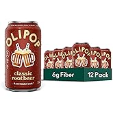 OLIPOP 6g Fiber Prebiotic Soda, Classic Root Beer, 12 fl oz, 12 Pack | Shelf Stable Prebiotic Soda, 6g Fiber, 3g Sugar, Digestive Health Support, Prebiotics &amp; Botanicals, Gluten Free, Non GMO