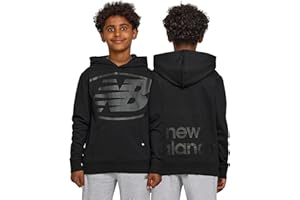 New Balance Boys Graphic Hoodie – Premium Comfy Cotton Blended Fleece Pullover Sweatshirt for Kids, Sizes 4-20