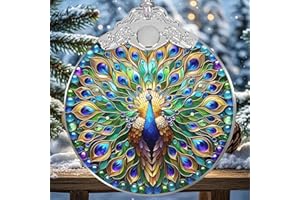 Peacock Christmas Ornament - Stained Glass Hanging Tree Decoration, Holiday Home Decor, Gift Idea - Peacock in Its Pride