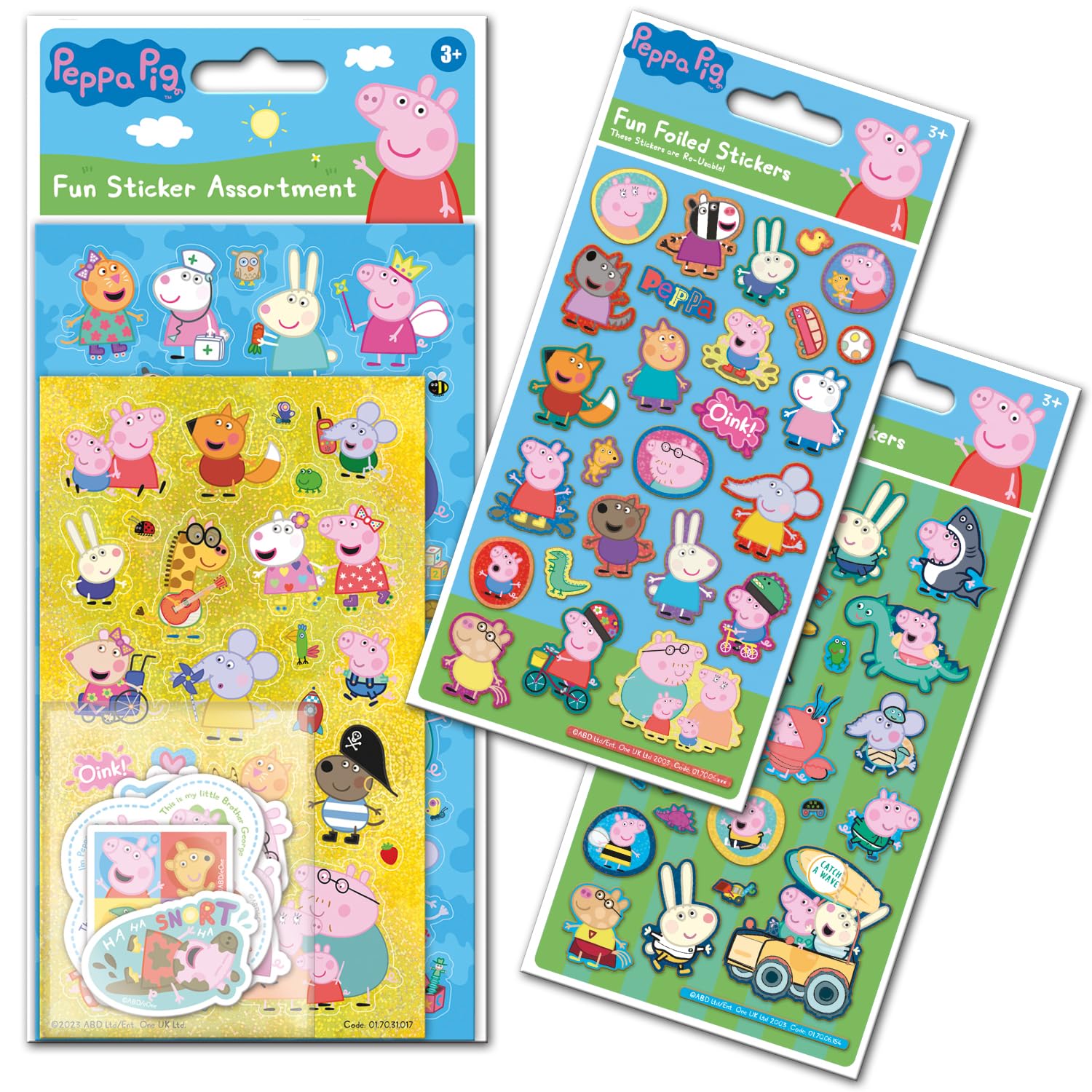 Peppa Pig Sticker Bundle Pack | Big Bundle for Scrapbooking and Decoration | Reusable on Non-Porous Surfaces, 24.5cm x 11cm