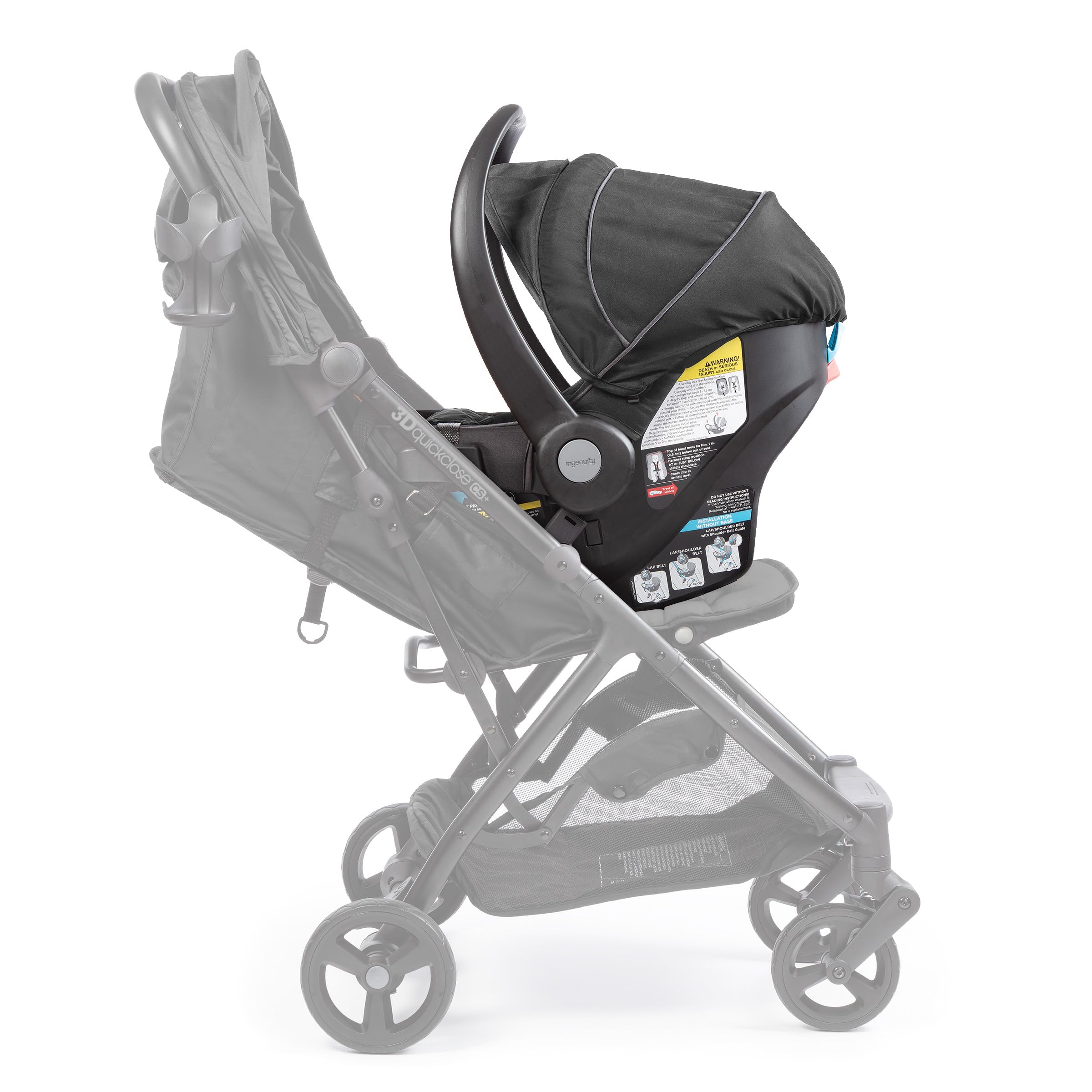 Summer Infant Ingenuity 3Dquickclose CS+ Compact Fold Stroller – Lightweight Stroller with Oversized Canopy, Extra-Large Storage and Compact Fold, Black