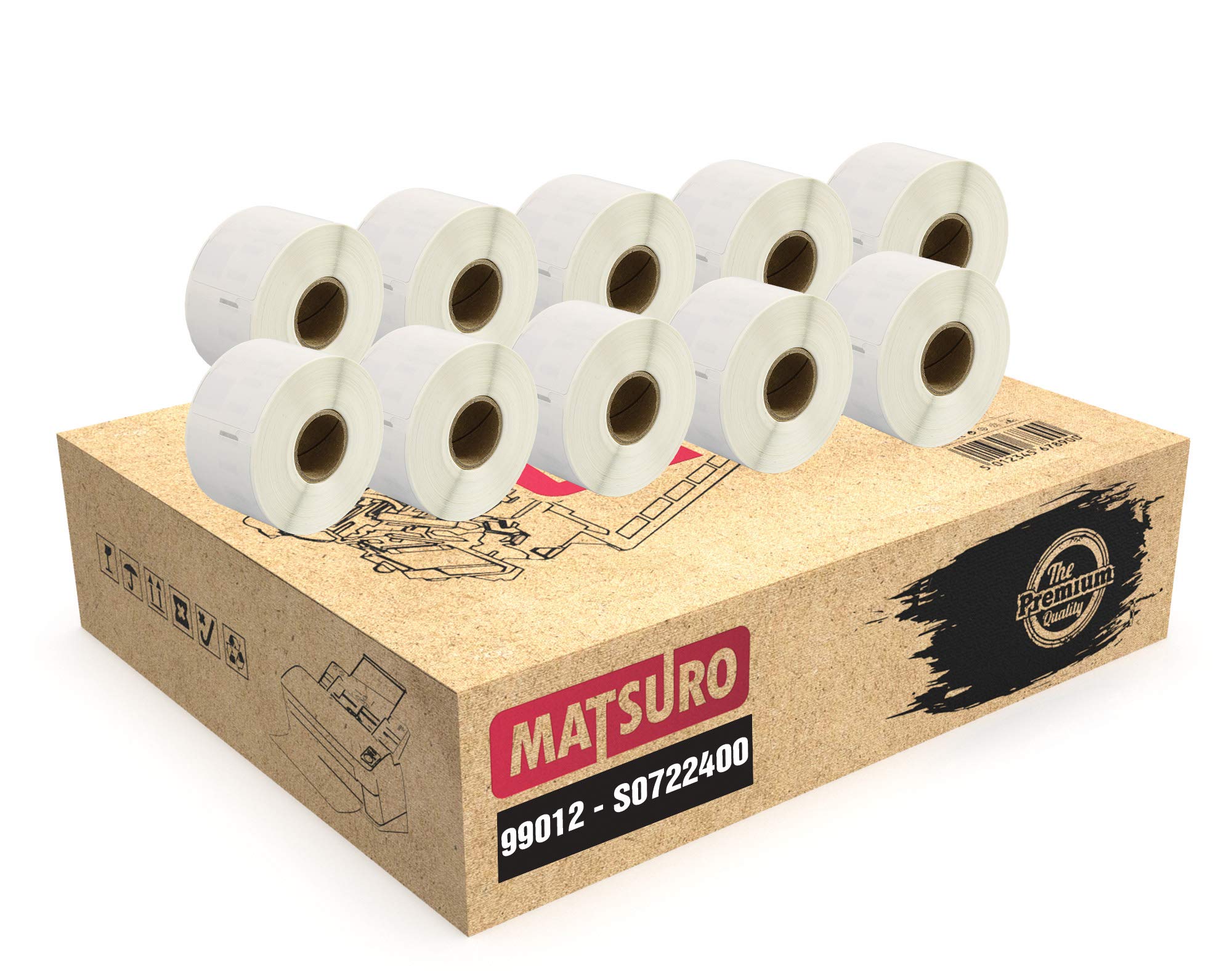 Matsuro Original | Compatible Address Label Rolls Replacement for DYMO 99012 S0722400 (36 mm x 89 mm | 260 Labels per Roll | 10 Pack)