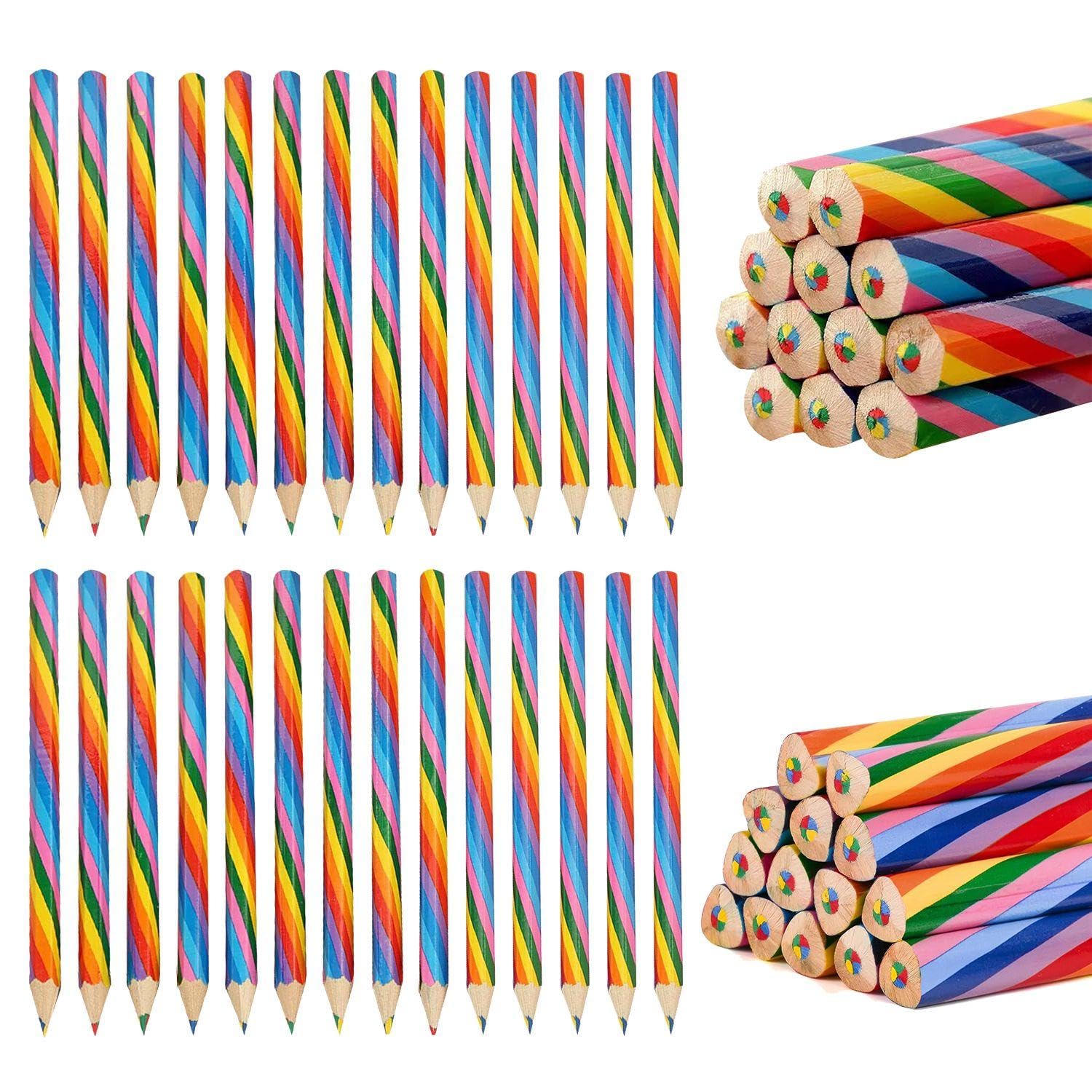 WUFGWBD 28 Pieces Rainbow Pencils, Triangular Pole Rainbow Pencils, Hexagonal Pole Rainbow Pencils, Children'S Drawing Pencils, School Pencil Set