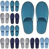 Geyoga 12 Pair House Slipper for Guest Non Slip Disposable Slipper for Travel Washable Reusable Closed Toe Hotel Bridesmaid Indoor Spa Wedding Party Shoeless Home